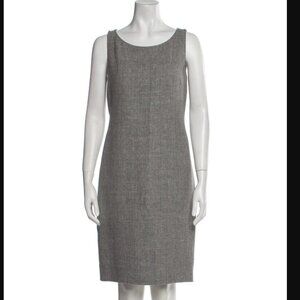 Ellen Tracy 100% Linen Sleeveless Sheath Dress High Scoop Neck 8